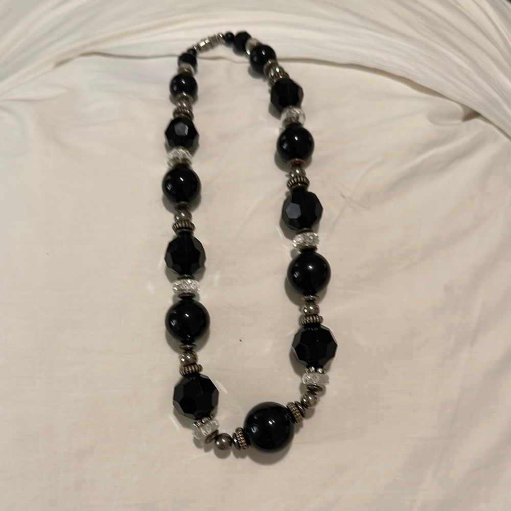 Classic Black and Silver Beaded Necklace
